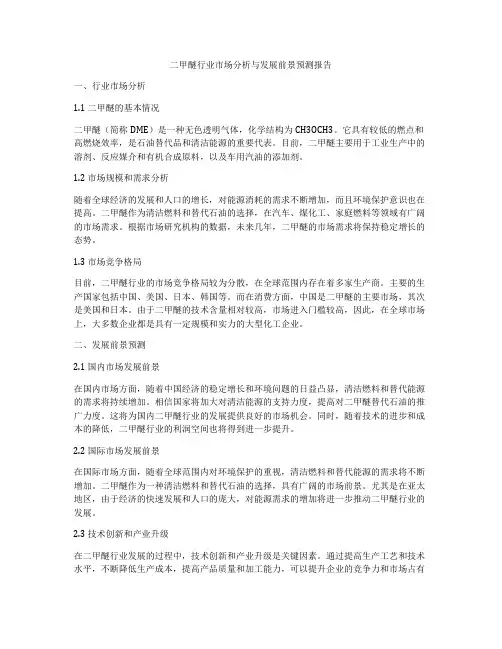 二甲醚行业市场分析与发展前景预测报告