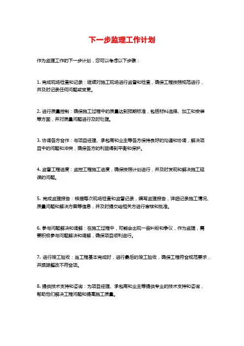 下一步监理工作计划