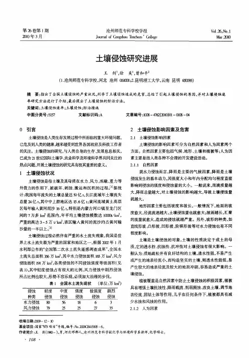 土壤侵蚀研究进展