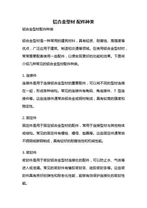 铝合金型材 配件种类