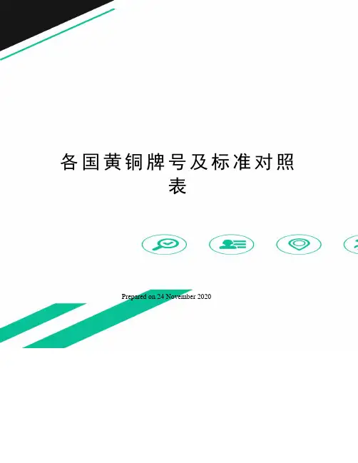 各国黄铜牌号及标准对照表