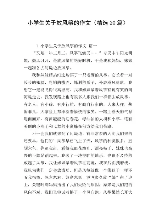 小学生关于放风筝的作文(精选20篇)