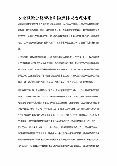 安全风险分级管控和隐患排查治理体系
