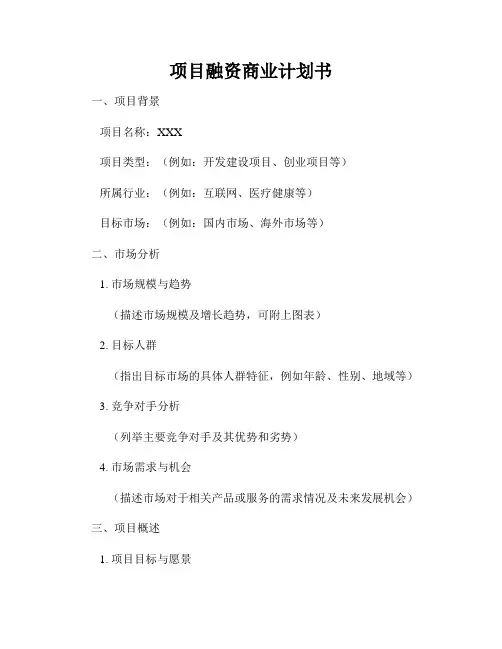 项目融资商业计划书
