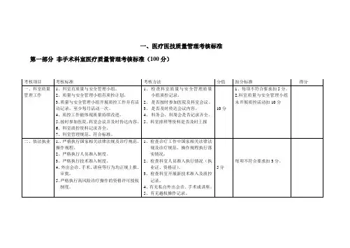 医疗医技质量管理考核标准