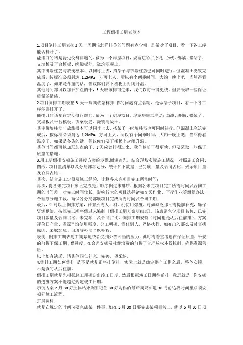 工程倒排工期表范本