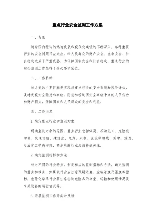 重点行业安全监测工作方案