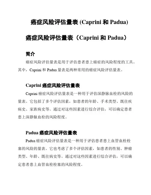 癌症风险评估量表 (Caprini和Padua)