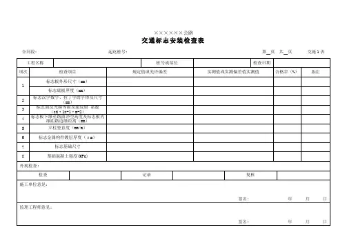 公路交通工程标识标线验收表(9类)