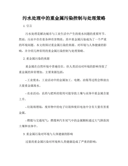 污水处理中的重金属污染控制与处理策略