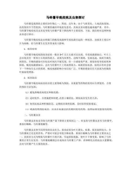 马铃薯早晚疫病及虫害探讨