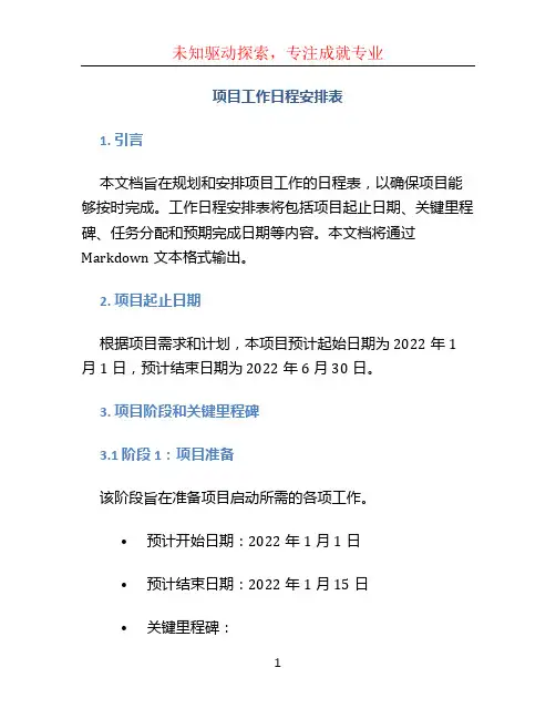 项目工作日程安排表