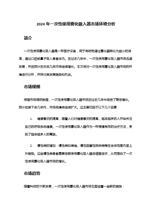 2024年一次性使用雾化吸入器市场环境分析