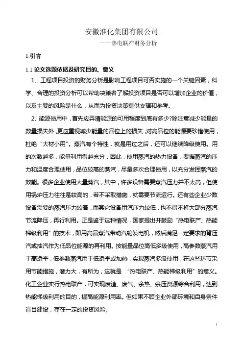 热电联产财务分析