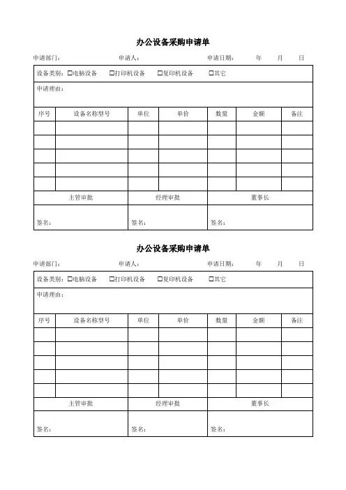 办公设备采购申请单(3个)