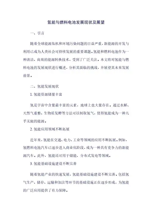 氢能与燃料电池发展现状及展望