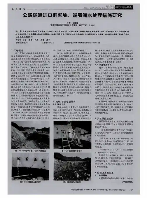 公路隧道进口洞仰坡、端墙涌水处理措施研究