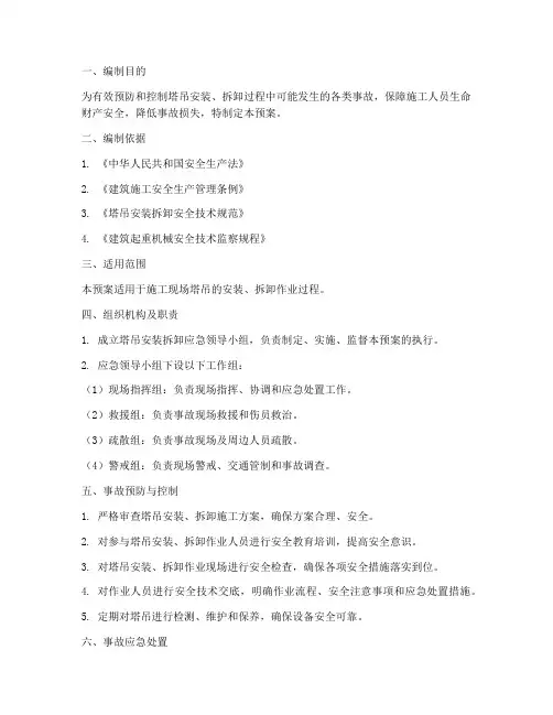 塔吊安装拆卸应急预案
