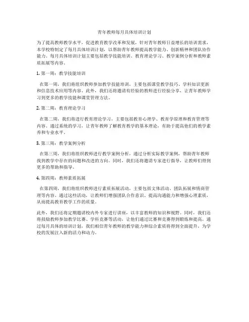 青年教师每月具体培训计划