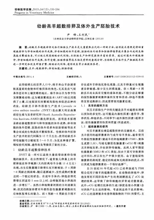 幼龄羔羊超数排卵及体外生产胚胎技术