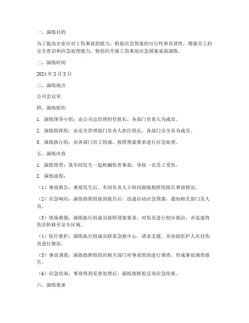 工伤事故应急预案桌面演练
