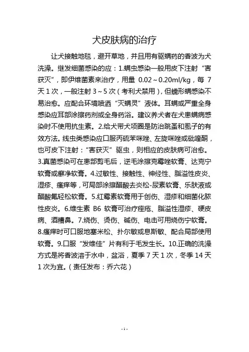 犬皮肤病的治疗