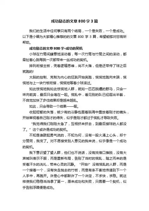 成功励志的文章800字3篇