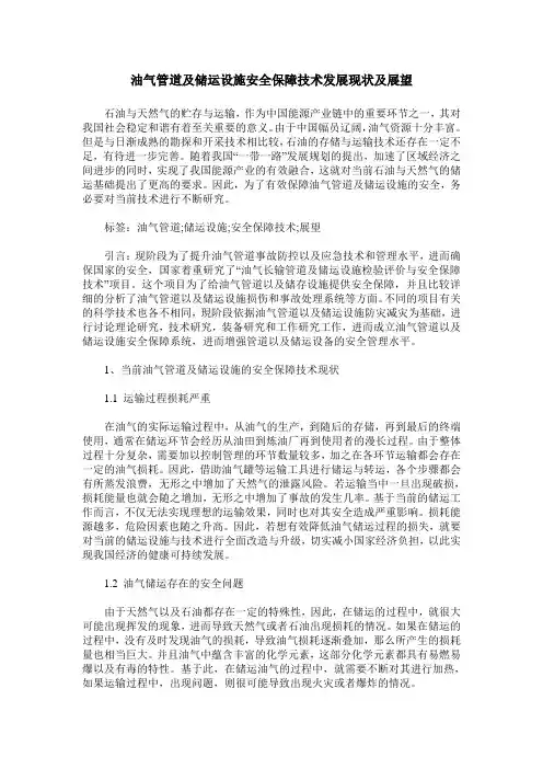 油气管道及储运设施安全保障技术发展现状及展望