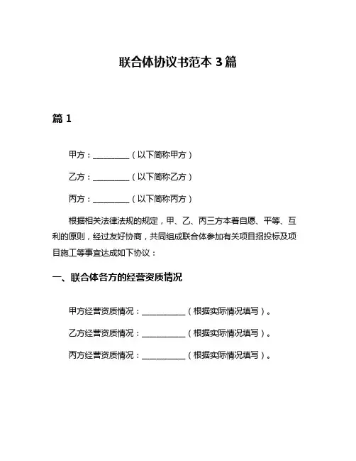 联合体协议书范本3篇