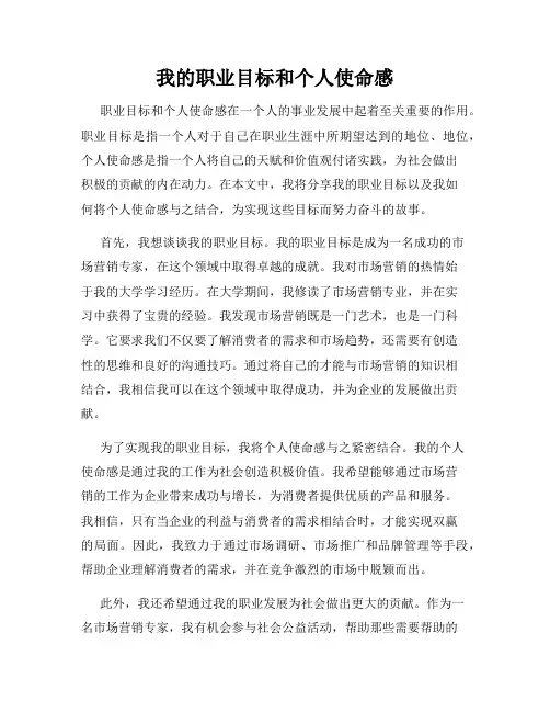 我的职业目标和个人使命感
