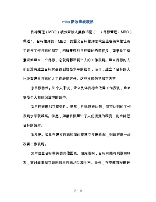 mbo绩效考核表格