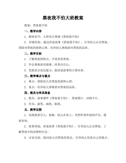 黑夜我不怕大班教案