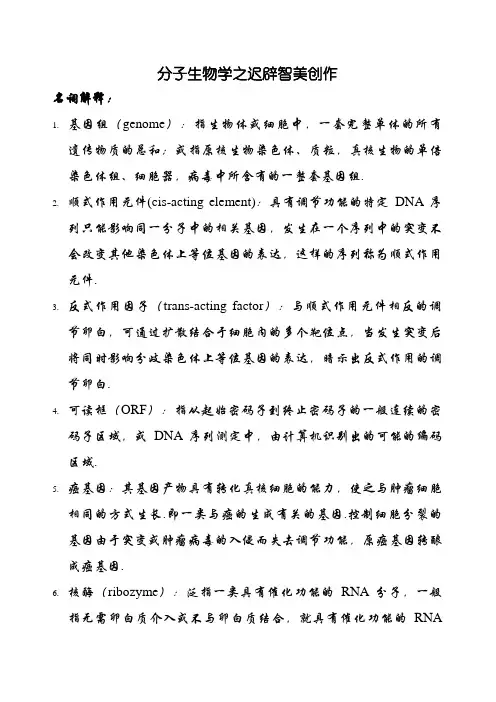 分子生物名词解释