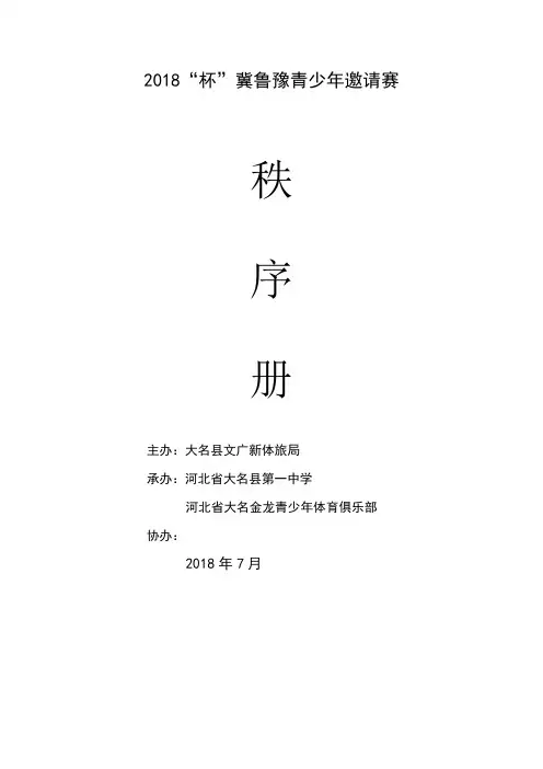 少儿足球比赛秩序册加安全预案。
