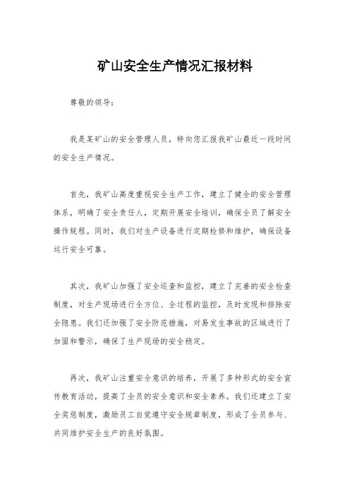 矿山安全生产情况汇报材料