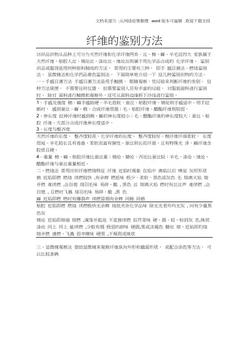 总结纤维的鉴别方法