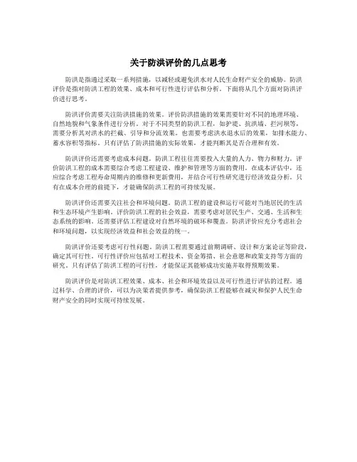 关于防洪评价的几点思考