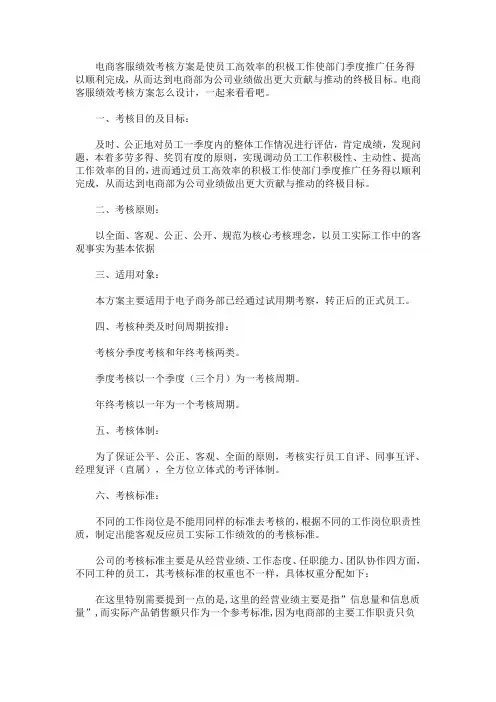 电商客服绩效考核方案(最新)