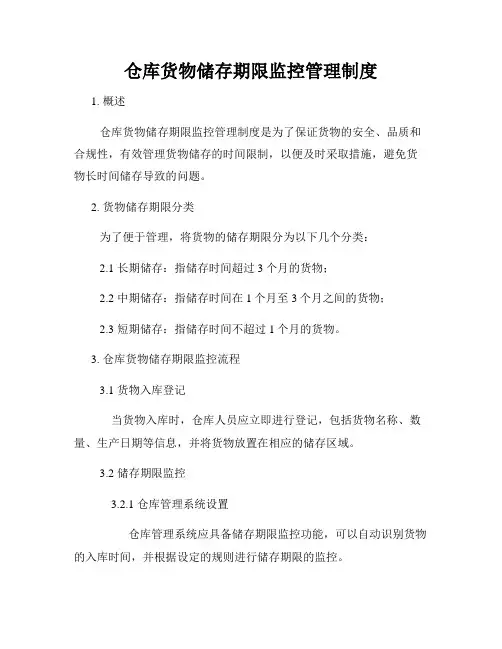 仓库货物储存期限监控管理制度