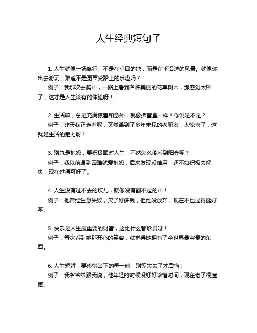人生经典短句子