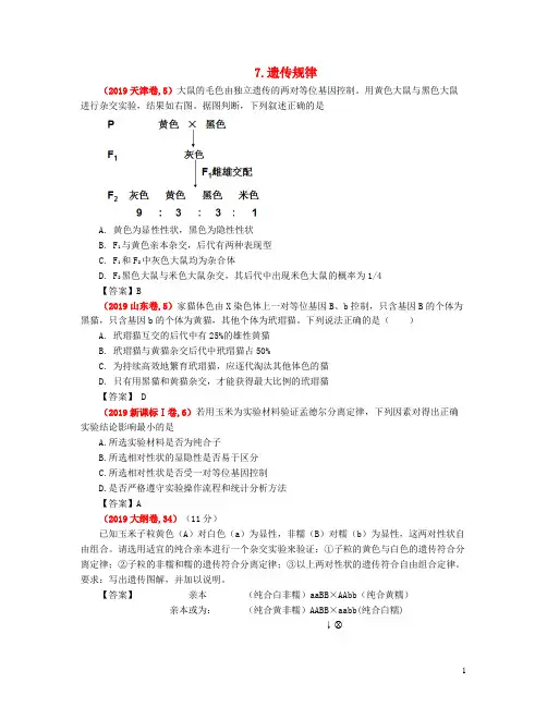 高考生物 真题分类汇编 遗传规律 新人教版