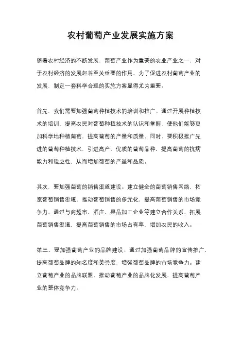 农村葡萄产业发展实施方案
