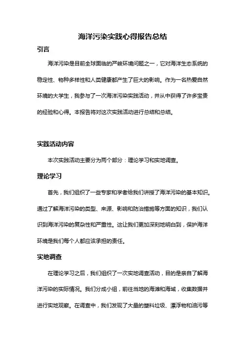 海洋污染实践心得报告总结