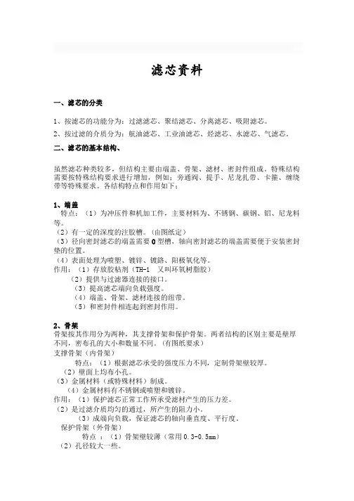 滤芯基础知识要点