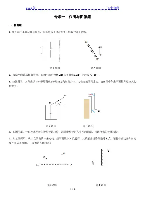 人教版八年级物理上册专项复习训练    作图与图像题
