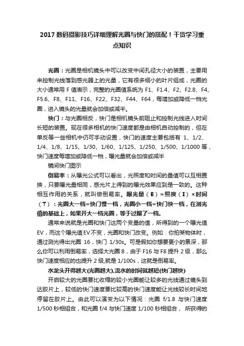 2017数码摄影技巧详细理解光圈与快门的搭配！干货学习重点知识