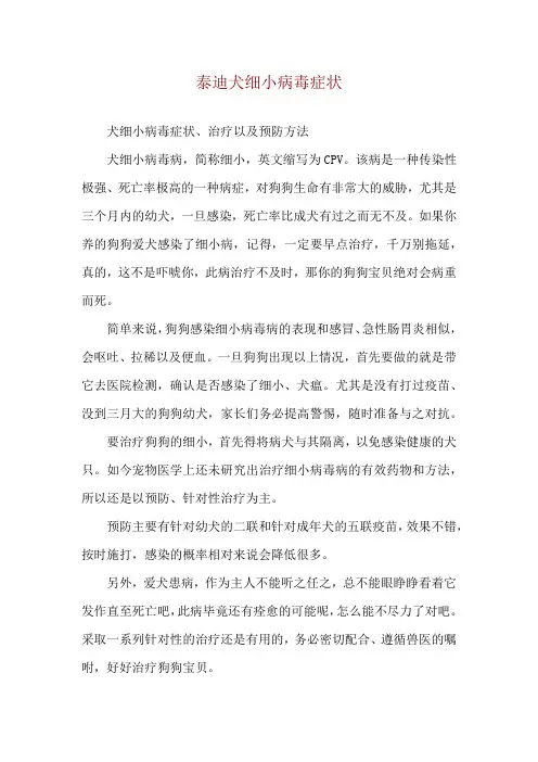 泰迪犬细小病毒症状