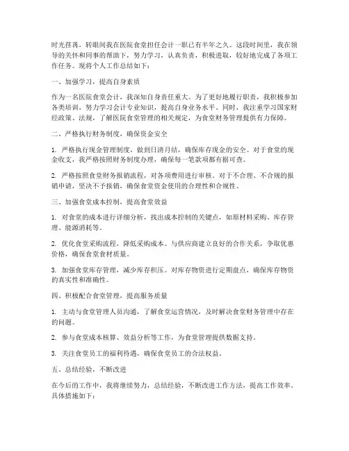 医院食堂会计个人工作总结