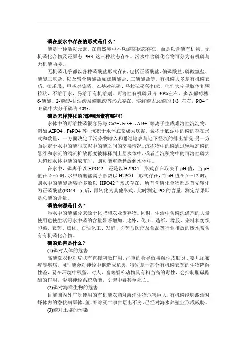 污水处理生物除磷化学除磷工艺介绍