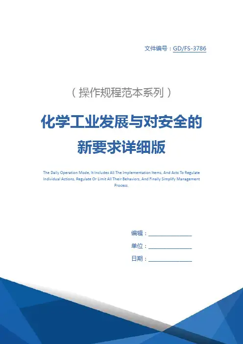 化学工业发展与对安全的新要求详细版